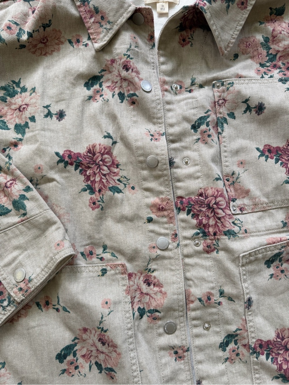 Women's Western Chore Coat - Universal Thread™ Khaki Floral 3X - Picture 7 of 8